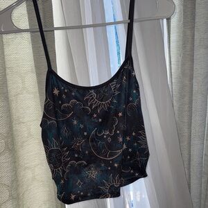 Black Celestial Print Women's Top